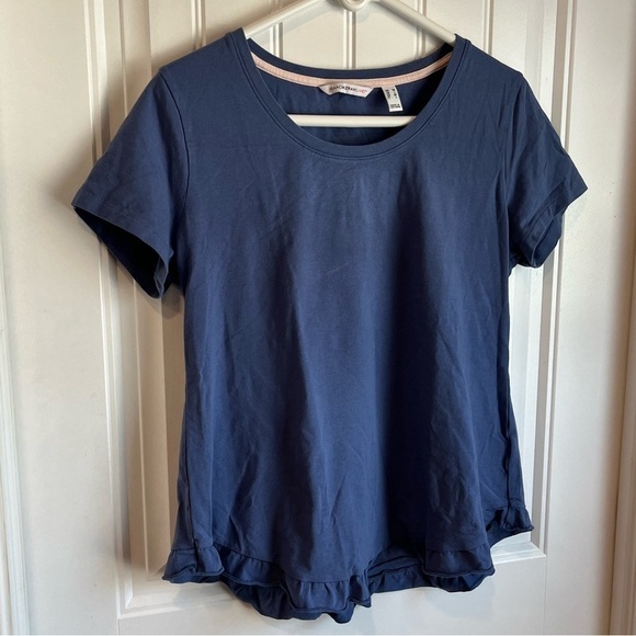 NWOT Isaac Mizrahi Live! Scoop Neck Curved Ruffle Hem Knit Top M Medium Blue - Picture 7 of 14